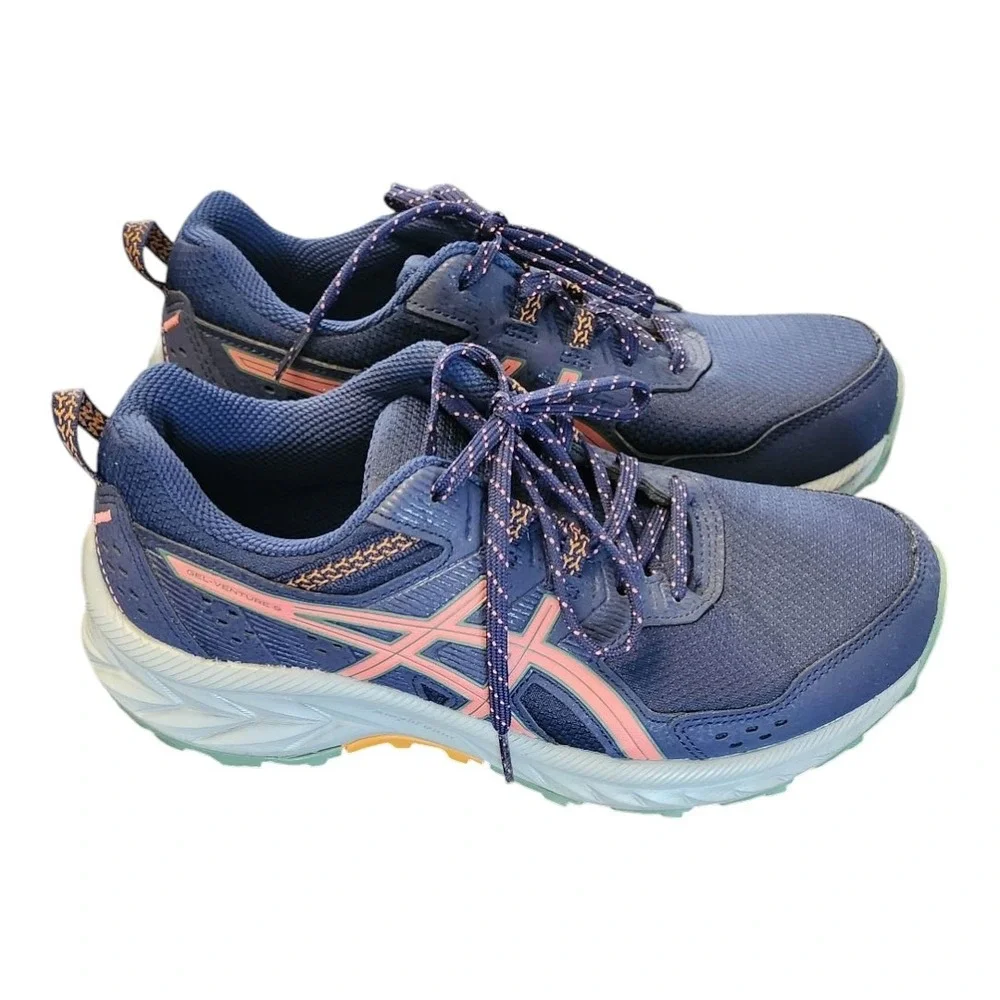 Asics Gel Venture 9 Ortholite Womens Size 7 1/2 Wide Blue Running Sneakers Shoes